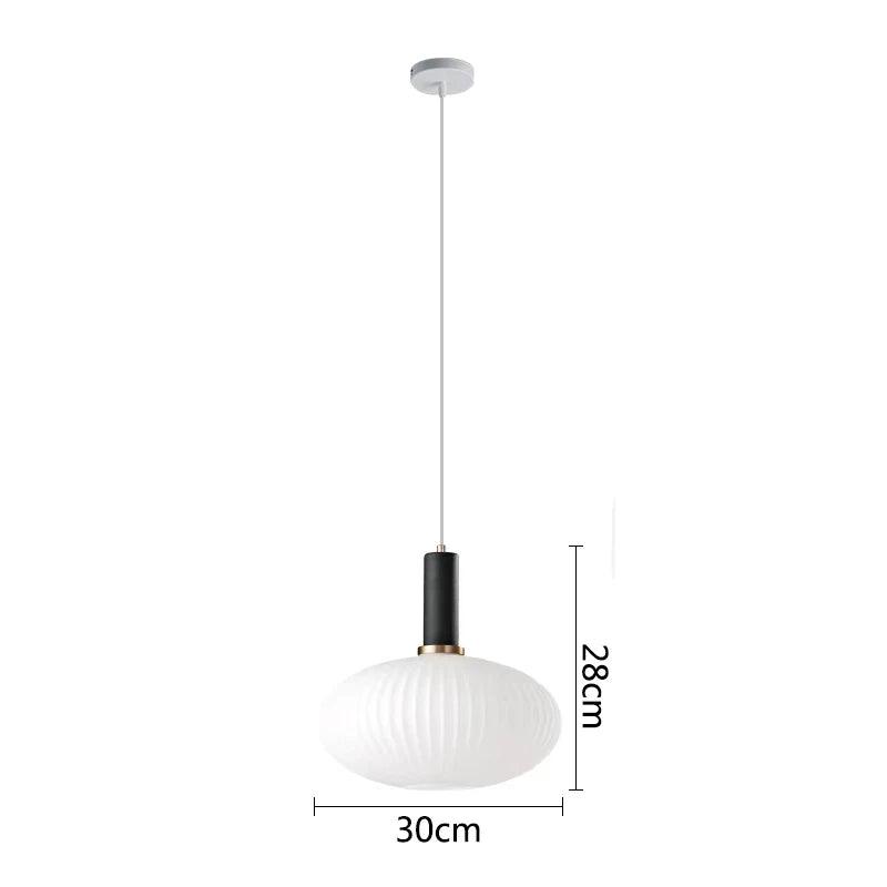 Nordic Glass Pendant Lights LED Retro Dining Room Bedroom Single Hanging Lamps Minimalist Minimalist Milk White E27 Lampshade