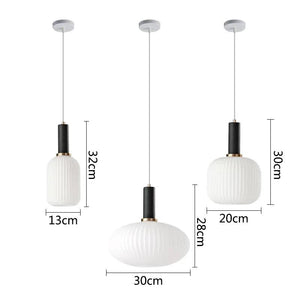 Nordic Glass Pendant Lights LED Retro Dining Room Bedroom Single Hanging Lamps Minimalist Minimalist Milk White E27 Lampshade