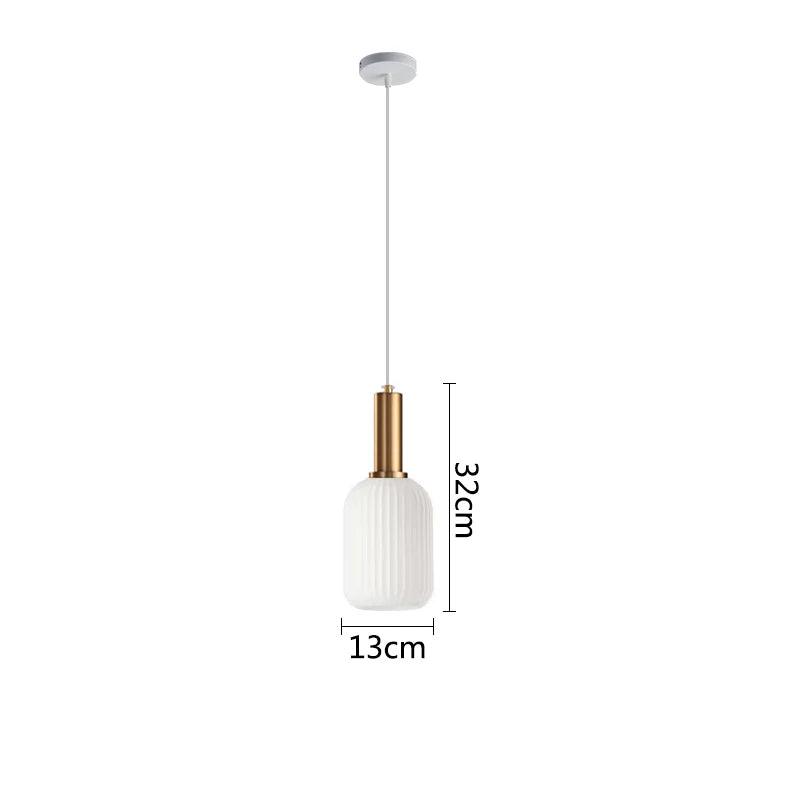 Nordic Glass Pendant Lights LED Retro Dining Room Bedroom Single Hanging Lamps Minimalist Minimalist Milk White E27 Lampshade