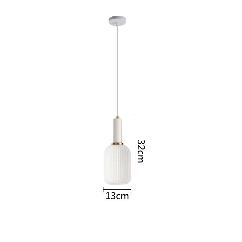 Nordic Glass Pendant Lights LED Retro Dining Room Bedroom Single Hanging Lamps Minimalist Minimalist Milk White E27 Lampshade