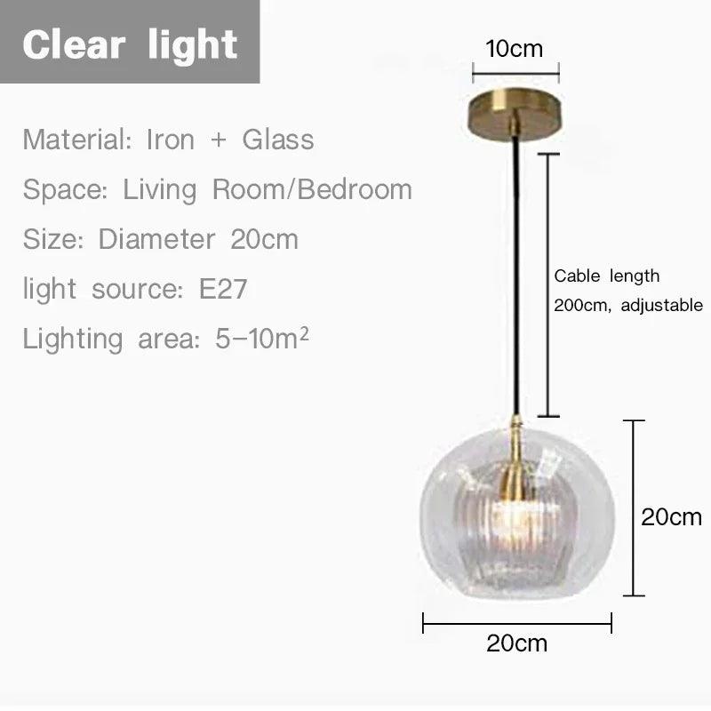 Nordic Glass Pendant Lights Modern Suspension Chandeliers for Living Dining Room Kitchen Bedside Hanging Lamp Fixture Luster