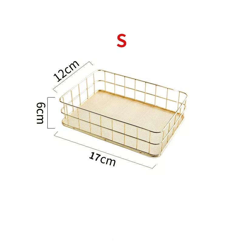 Nordic Gold Metal Iron Makeup Pen Storage Basket Office Desktop Sundries Makeup Brushes Holder Table Cosmetics Organizer Rack