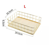 Nordic Gold Metal Iron Makeup Pen Storage Basket Office Desktop Sundries Makeup Brushes Holder Table Cosmetics Organizer Rack