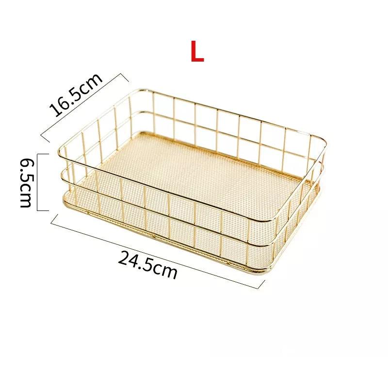 Nordic Gold Metal Iron Makeup Pen Storage Basket Office Desktop Sundries Makeup Brushes Holder Table Cosmetics Organizer Rack