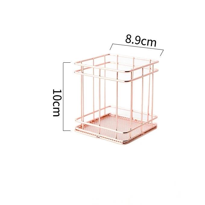 Nordic Gold Metal Iron Makeup Pen Storage Basket Office Desktop Sundries Makeup Brushes Holder Table Cosmetics Organizer Rack