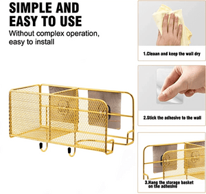 Nordic Gold Metal Iron Makeup Pen Storage Basket Office Desktop Sundries Makeup Brushes Holder Table Cosmetics Organizer Rack