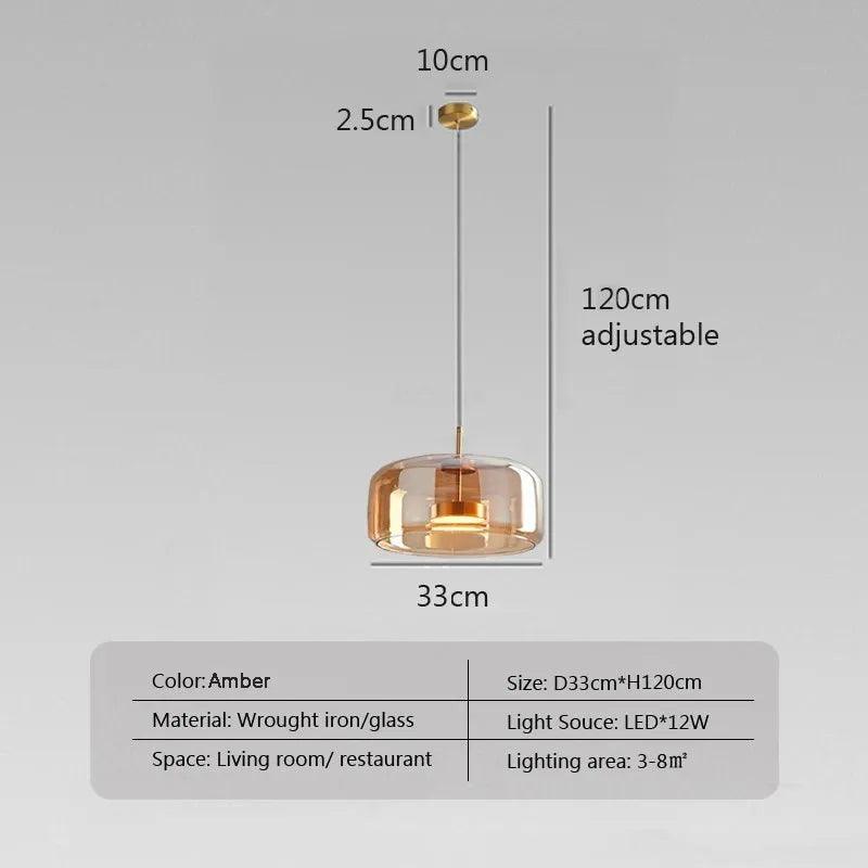 Nordic LED Glass Pendant Light Amber Hanging glass Lamp For Dining Room Bar Indoor Decor Lighting Bedroom Bedside Led Luminaire