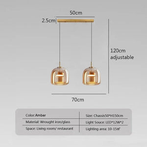 Nordic LED Glass Pendant Light Amber Hanging glass Lamp For Dining Room Bar Indoor Decor Lighting Bedroom Bedside Led Luminaire