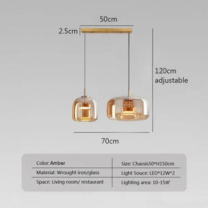 Nordic LED Glass Pendant Light Amber Hanging glass Lamp For Dining Room Bar Indoor Decor Lighting Bedroom Bedside Led Luminaire