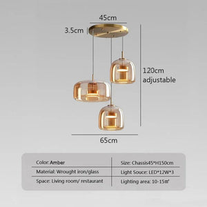 Nordic LED Glass Pendant Light Amber Hanging glass Lamp For Dining Room Bar Indoor Decor Lighting Bedroom Bedside Led Luminaire