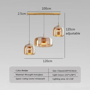 Nordic LED Glass Pendant Light Amber Hanging glass Lamp For Dining Room Bar Indoor Decor Lighting Bedroom Bedside Led Luminaire