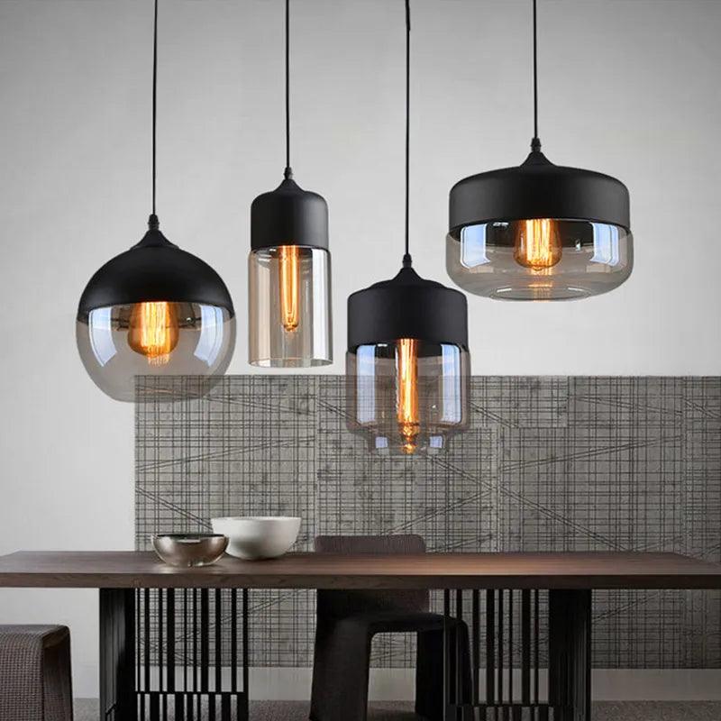 Nordic LED Glass Pendant Lights Fixtures Modern Creative Wood Art Bedroom Dinning Living Room Light Wood Color Hanging Lamps