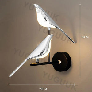 Nordic LED Golden Bird Wall Lamp Parlor Bar Bedside Hanging Light Novelty Rotatable Wall Lamp Bedroom Bedside Indoor Sconce