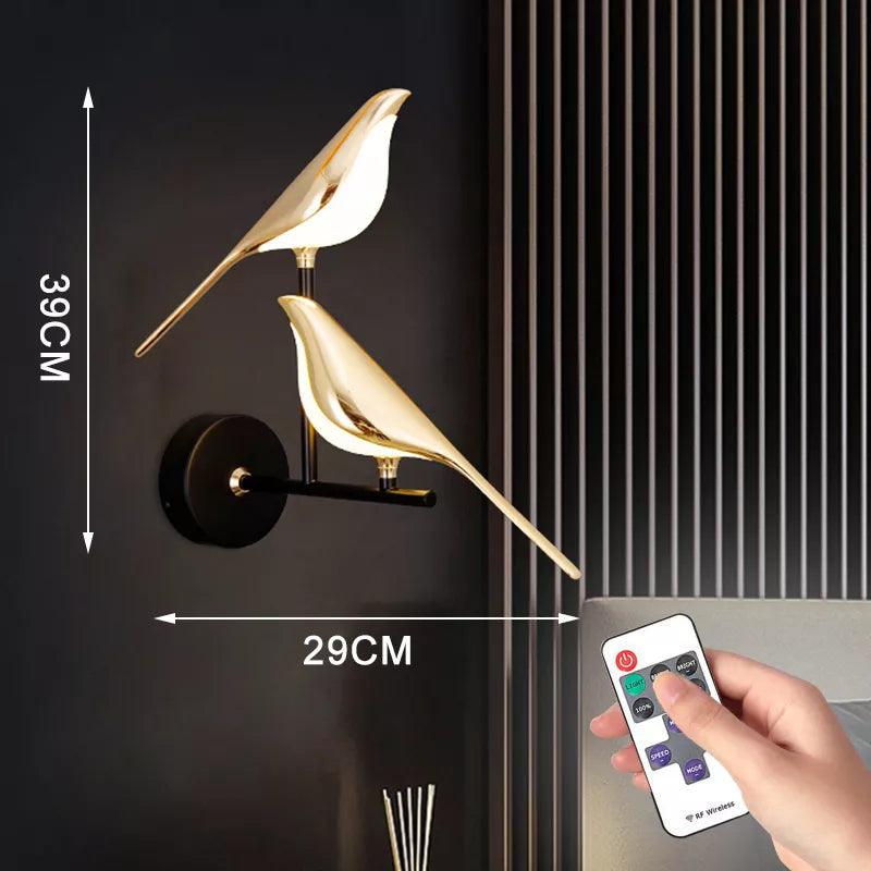 Nordic LED Golden Bird Wall Lamp Parlor Bar Bedside Hanging Light Novelty Rotatable Wall Lamp Bedroom Bedside Indoor Sconce