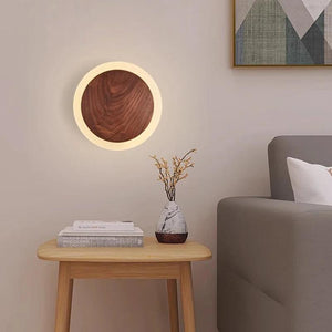 Nordic LED Walnut Wall Light Indoor Lighting Wall Hanging Bedroom Living Room Kitchen Hotel Hallway Led Acrylic Shade