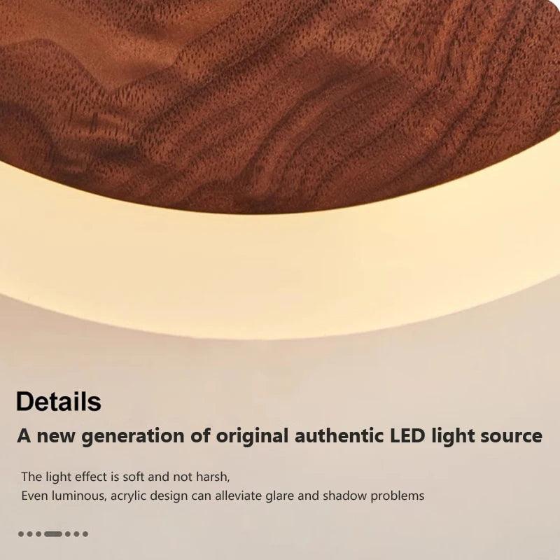 Nordic LED Walnut Wall Light Indoor Lighting Wall Hanging Bedroom Living Room Kitchen Hotel Hallway Led Acrylic Shade