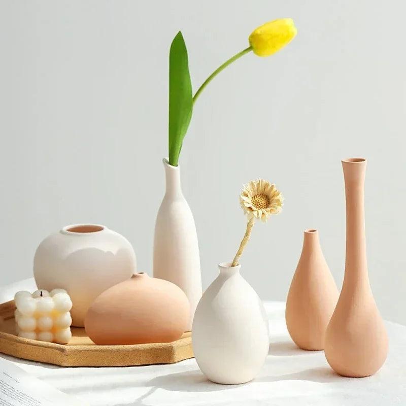 Nordic Minimalism Vases Ins Ceramic Flower Vase for Home Decor Coffee Table Dried Flowers Container Living Room Desktop Ornament