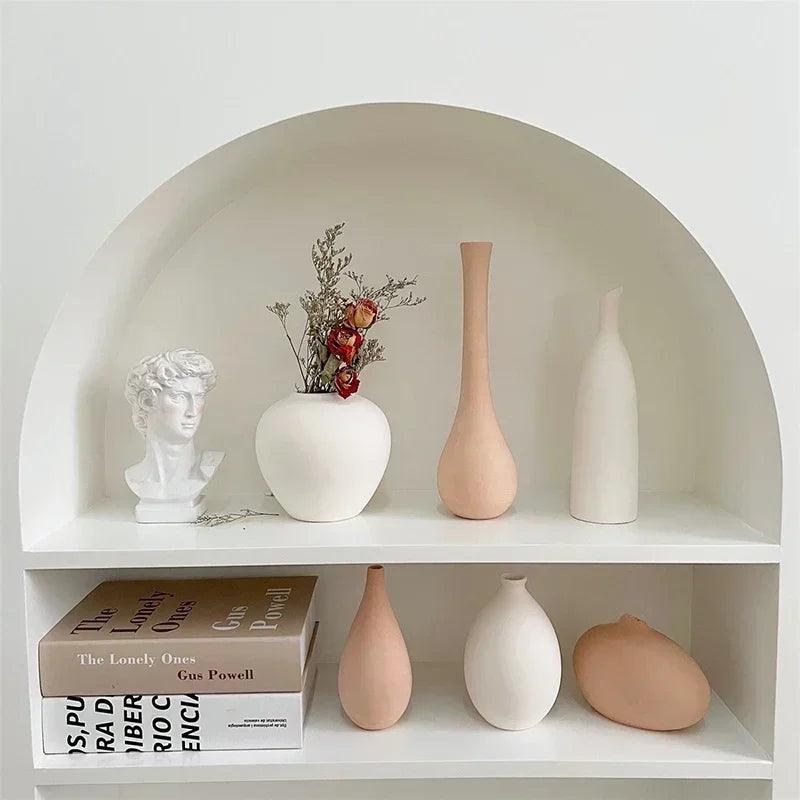 Nordic Minimalism Vases Ins Ceramic Flower Vase for Home Decor Coffee Table Dried Flowers Container Living Room Desktop Ornament