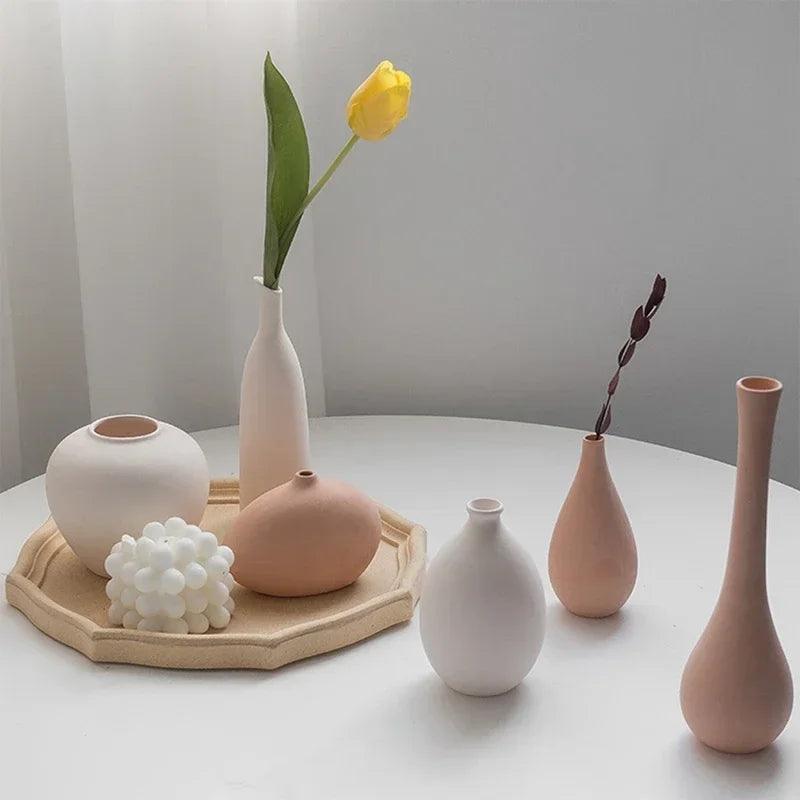 Nordic Minimalism Vases Ins Ceramic Flower Vase for Home Decor Coffee Table Dried Flowers Container Living Room Desktop Ornament