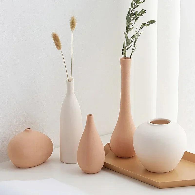 Nordic Minimalism Vases Ins Ceramic Flower Vase for Home Decor Coffee Table Dried Flowers Container Living Room Desktop Ornament