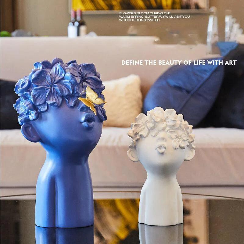 Nordic Minimalist Resin Figurines Cute Butterfly Boy Sculpture Home Livingroom Table Figure Statues Decor Coffee Desk Ornaments