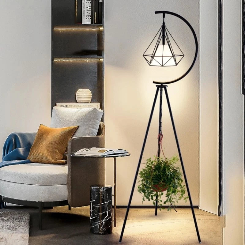 Nordic Modern Black Gold Triangle LED Vertical Floor Lamp Living Room Sofa Corner Light Decoration Art Bedside Reading Lantern