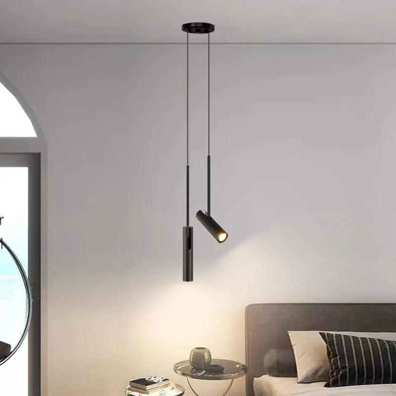 Nordic Modern Concise pendant light Black Chandelier For Bedroom Bedside Reading Bar Coffee Decor Hanging Lamp Adjustable Angle