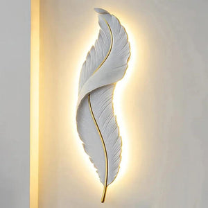 Nordic Modern Creative Feather Light Led Wall Lamp Bedroom Bedside Lighting Living Room Tv Background Wall Decoration Resin Lamp