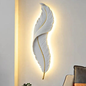 Nordic Modern Creative Feather Light Led Wall Lamp Bedroom Bedside Lighting Living Room Tv Background Wall Decoration Resin Lamp