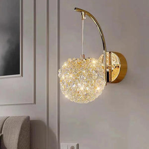 Nordic Modern Luxury Crystal Ball Head Wall Light For Bedroom Study Dining Hall Hallway Villa Gold Art Design Decorative Lamp