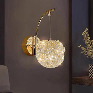 Nordic Modern Luxury Crystal Ball Head Wall Light For Bedroom Study Dining Hall Hallway Villa Gold Art Design Decorative Lamp