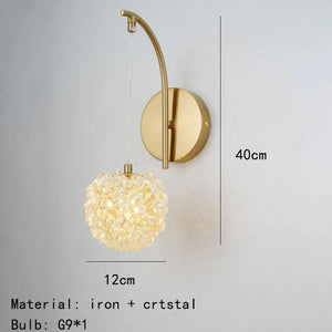 Nordic Modern Luxury Crystal Ball Head Wall Light For Bedroom Study Dining Hall Hallway Villa Gold Art Design Decorative Lamp