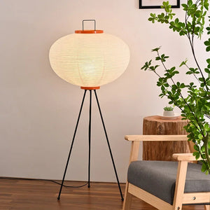 Nordic Retro Handmade Xuan Paper Floor Lamp Living Room Restaurant Bedroom Vertical LED Light Homestay Bedside Desk Lights Decor