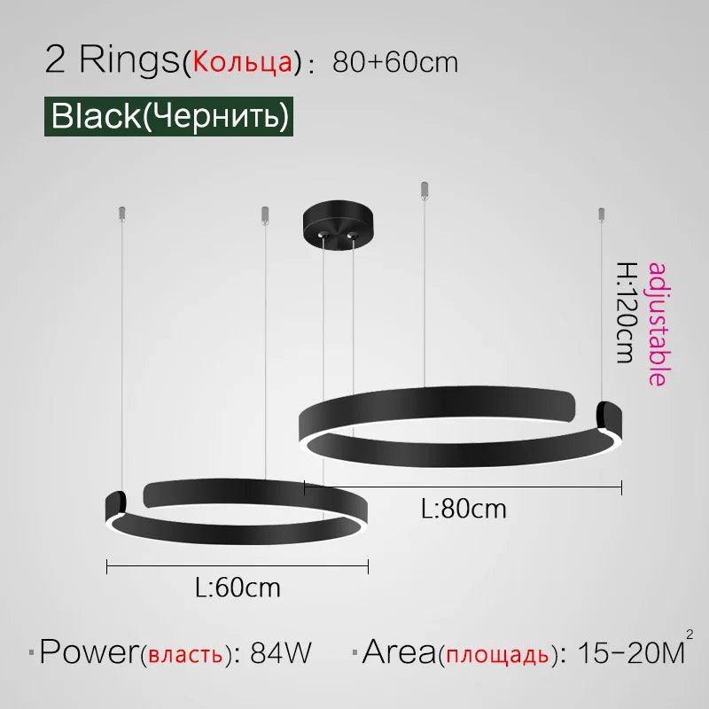 Nordic Ring Led Pendant Lamp Dimmable for Dining Living Room Center Table Kitchen Chandelier Home Decor Lusters Lighting Fixture