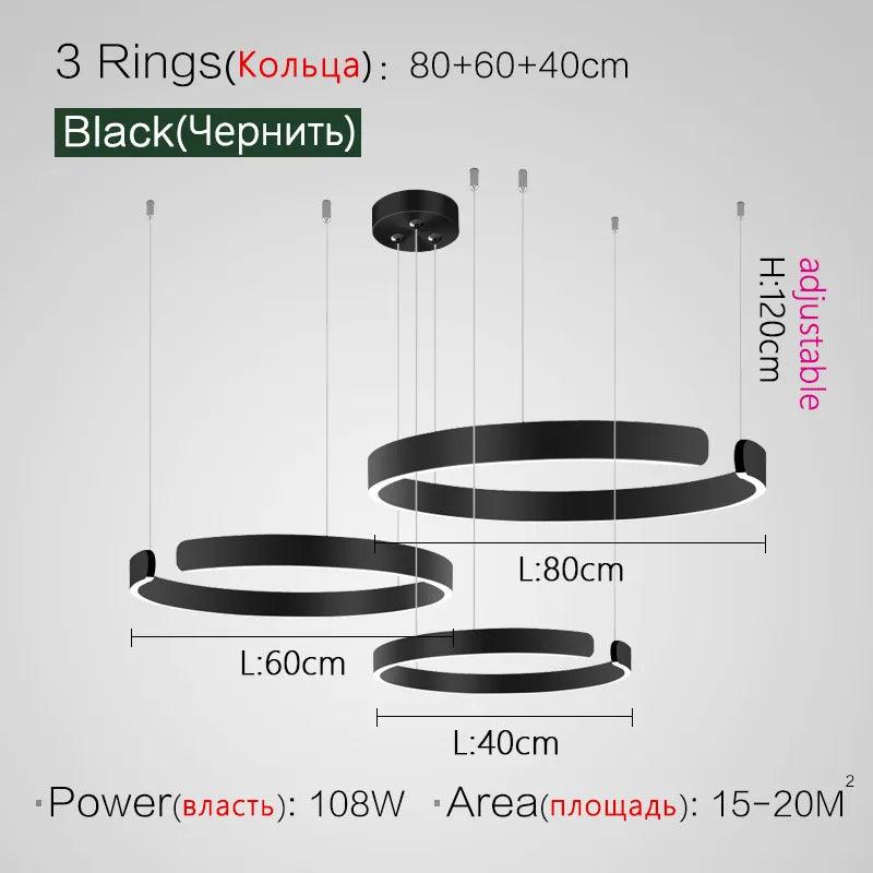 Nordic Ring Led Pendant Lamp Dimmable for Dining Living Room Center Table Kitchen Chandelier Home Decor Lusters Lighting Fixture