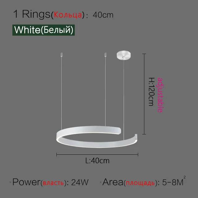 Nordic Ring Led Pendant Lamp Dimmable for Dining Living Room Center Table Kitchen Chandelier Home Decor Lusters Lighting Fixture