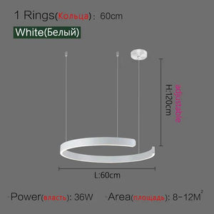 Nordic Ring Led Pendant Lamp Dimmable for Dining Living Room Center Table Kitchen Chandelier Home Decor Lusters Lighting Fixture