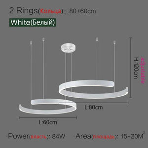 Nordic Ring Led Pendant Lamp Dimmable for Dining Living Room Center Table Kitchen Chandelier Home Decor Lusters Lighting Fixture