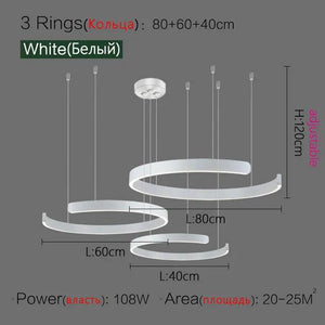 Nordic Ring Led Pendant Lamp Dimmable for Dining Living Room Center Table Kitchen Chandelier Home Decor Lusters Lighting Fixture