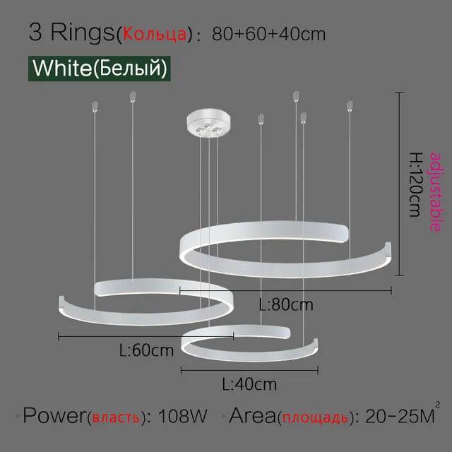 Nordic Ring Led Pendant Lamp Dimmable for Dining Living Room Center Table Kitchen Chandelier Home Decor Lusters Lighting Fixture