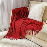 Nordic Simple Solid Sofa Blanket Office Nap Comfortable Bedspread Soft Homestay Decoration Blanket Thick Winter Knitted Shawl