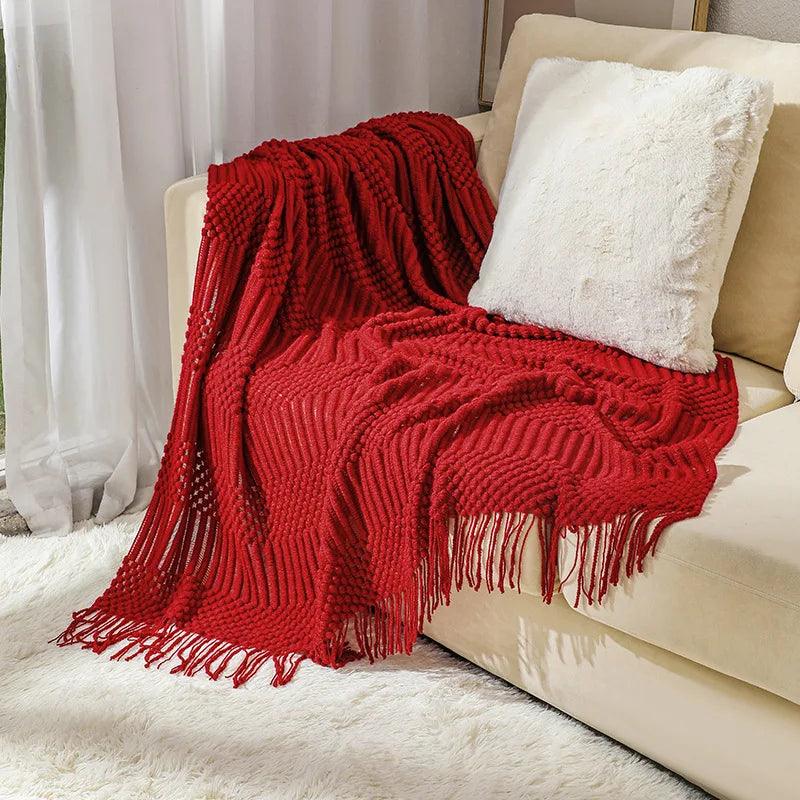 Nordic Simple Solid Sofa Blanket Office Nap Comfortable Bedspread Soft Homestay Decoration Blanket Thick Winter Knitted Shawl