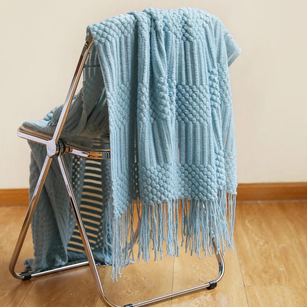 Nordic Simple Solid Sofa Blanket Office Nap Comfortable Bedspread Soft Homestay Decoration Blanket Thick Winter Knitted Shawl