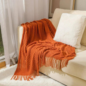 Nordic Simple Solid Sofa Blanket Office Nap Comfortable Bedspread Soft Homestay Decoration Blanket Thick Winter Knitted Shawl