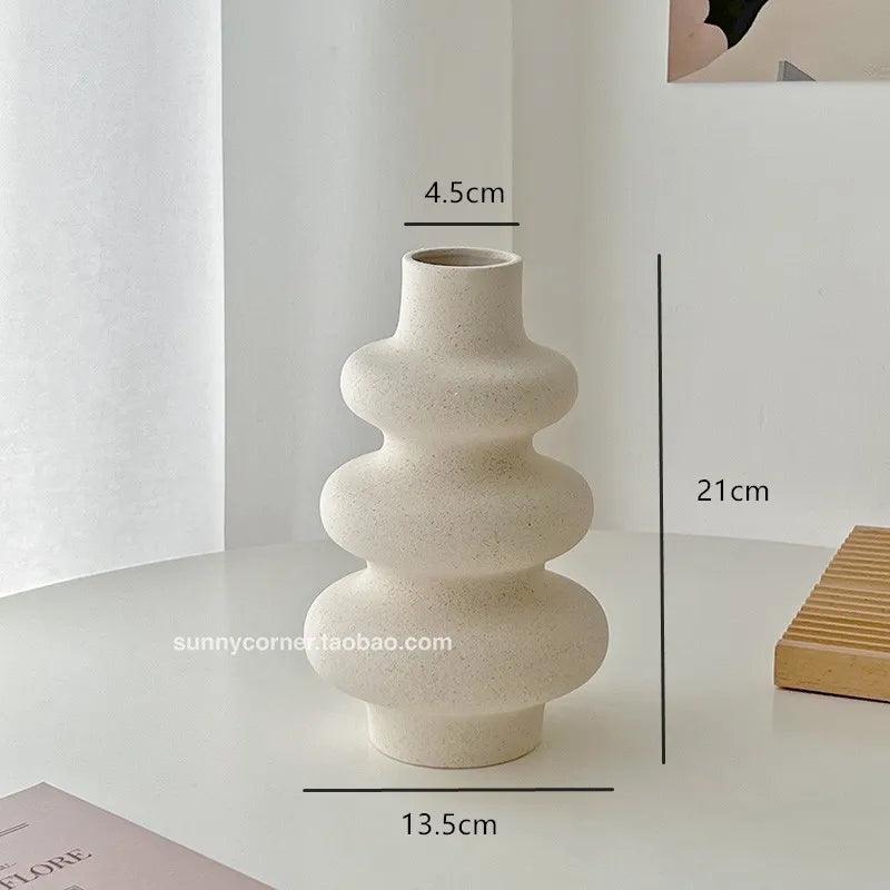 Nordic Style Home Decor Ceramic Vase Living Room Decoration Tabletop Vase Office Desk Decoration Vases for Flowers