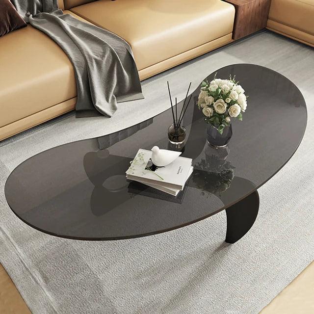 Nordic Tea Table Tempered Glass Oval Minimalist Fashion Living Room Design Creative Small Apartment Coffee Tables Desk Furniture