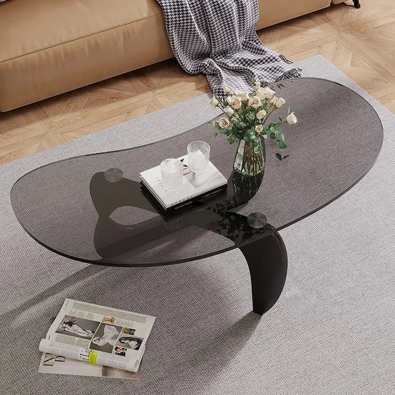 Nordic Tea Table Tempered Glass Oval Minimalist Fashion Living Room Design Creative Small Apartment Coffee Tables Desk Furniture