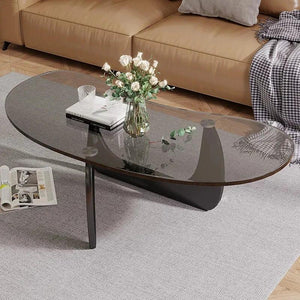 Nordic Tea Table Tempered Glass Oval Minimalist Fashion Living Room Design Creative Small Apartment Coffee Tables Desk Furniture