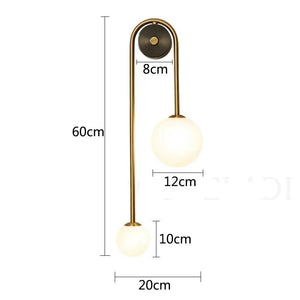 Nordic bedside Glass ball LED wall light bedroom living room staircase aisle modern brass decor TV background wall lamps