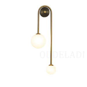 Nordic bedside Glass ball LED wall light bedroom living room staircase aisle modern brass decor TV background wall lamps